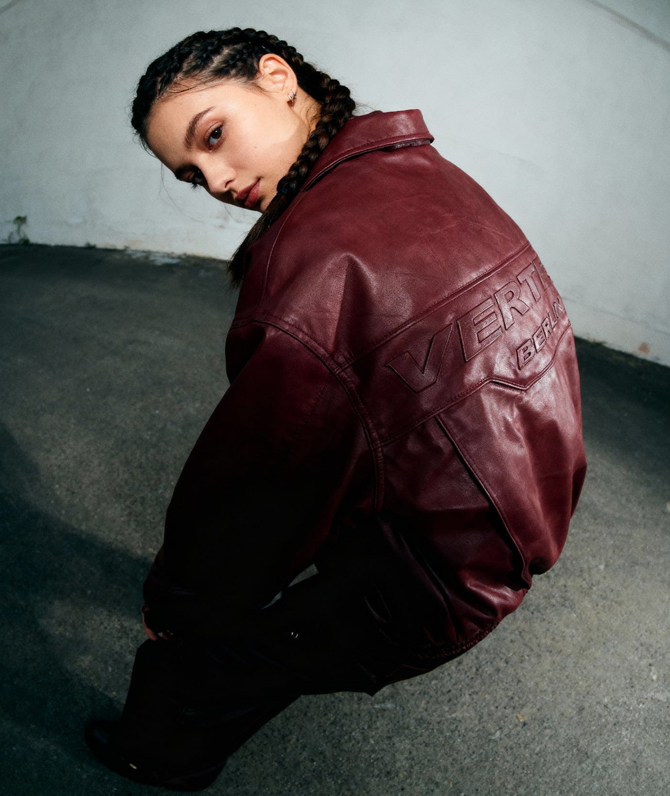 RACING LEATHER JACKET - BURGUNDY