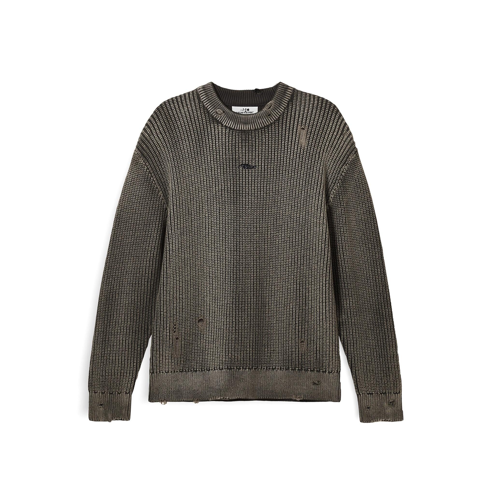 DISTRESSED KNIT SWEATER - FADED BLACK